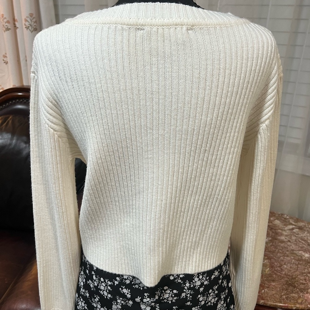 Lulu's Ivory Ribbed Crew Neck Sweater - Picture 5 of 7